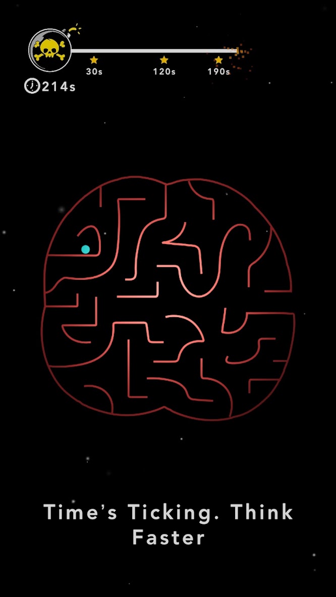 Glow Maze gameplay — red maze, time is ticking
