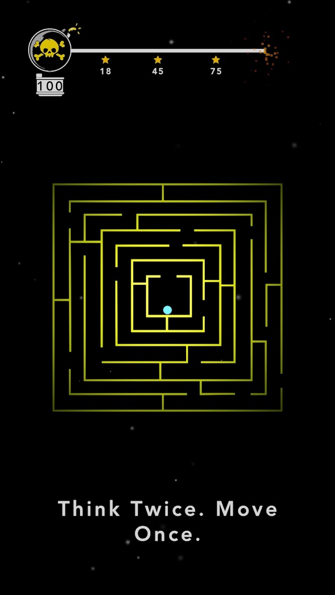 Glow Maze gameplay — yellow maze with limited moves